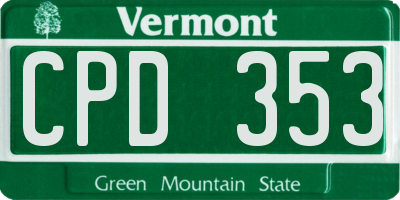 VT license plate CPD353
