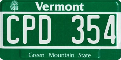 VT license plate CPD354