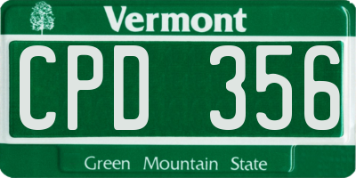 VT license plate CPD356
