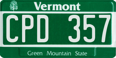 VT license plate CPD357