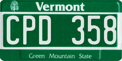 VT license plate CPD358