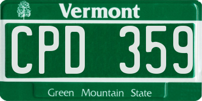 VT license plate CPD359