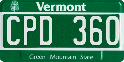 VT license plate CPD360