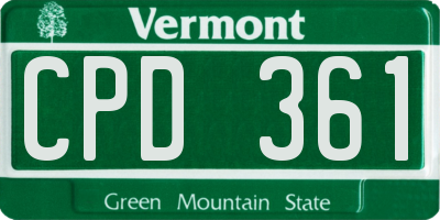 VT license plate CPD361