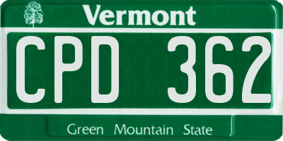 VT license plate CPD362