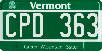 VT license plate CPD363