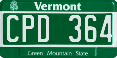 VT license plate CPD364
