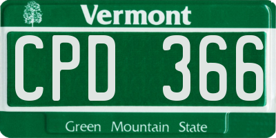 VT license plate CPD366