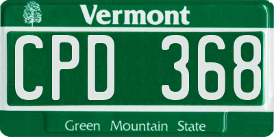 VT license plate CPD368