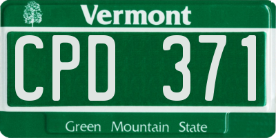 VT license plate CPD371