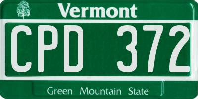 VT license plate CPD372