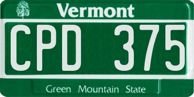 VT license plate CPD375