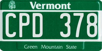 VT license plate CPD378