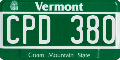 VT license plate CPD380
