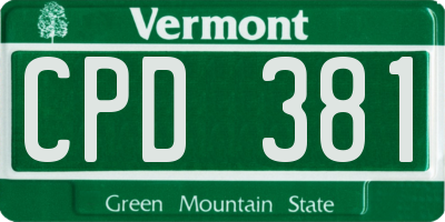 VT license plate CPD381