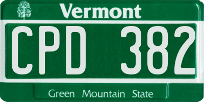 VT license plate CPD382