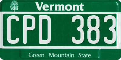 VT license plate CPD383