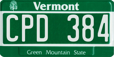 VT license plate CPD384