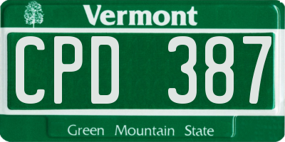 VT license plate CPD387