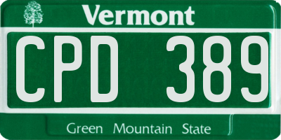 VT license plate CPD389