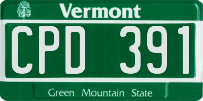 VT license plate CPD391
