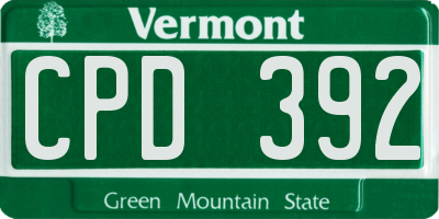 VT license plate CPD392