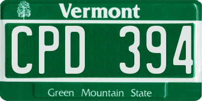 VT license plate CPD394
