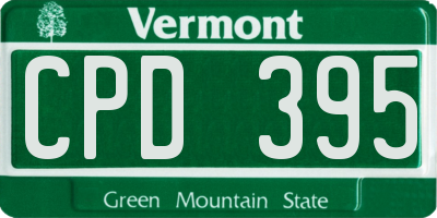 VT license plate CPD395