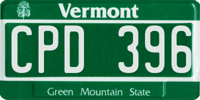 VT license plate CPD396