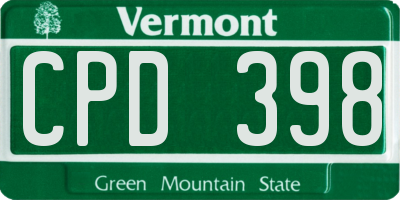 VT license plate CPD398