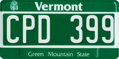 VT license plate CPD399