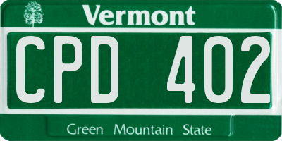 VT license plate CPD402