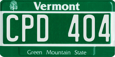 VT license plate CPD404
