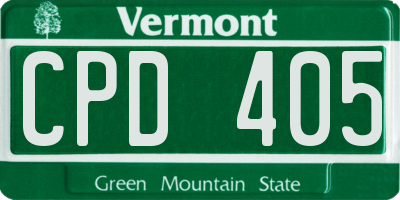 VT license plate CPD405