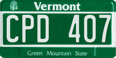 VT license plate CPD407