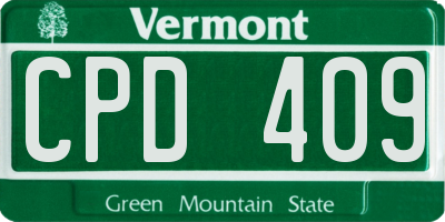 VT license plate CPD409