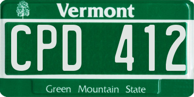 VT license plate CPD412