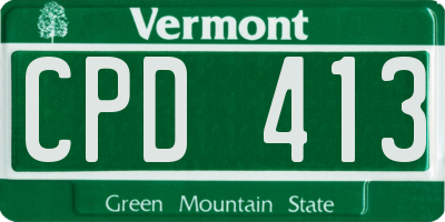 VT license plate CPD413