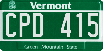VT license plate CPD415