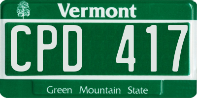 VT license plate CPD417