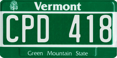 VT license plate CPD418