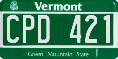 VT license plate CPD421