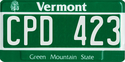 VT license plate CPD423