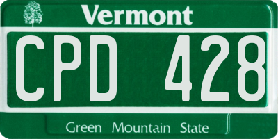 VT license plate CPD428