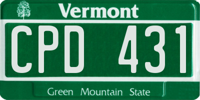 VT license plate CPD431