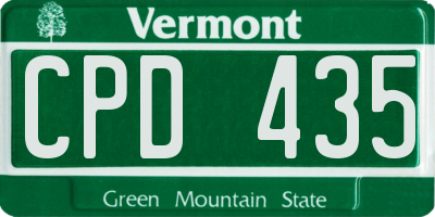 VT license plate CPD435