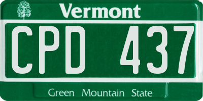 VT license plate CPD437