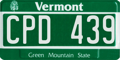 VT license plate CPD439