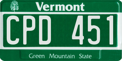 VT license plate CPD451