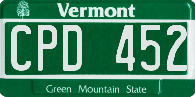 VT license plate CPD452